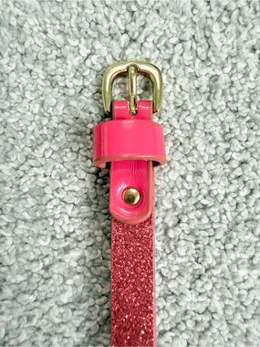 Pink Glitter Patent Belt with Gold Buckle